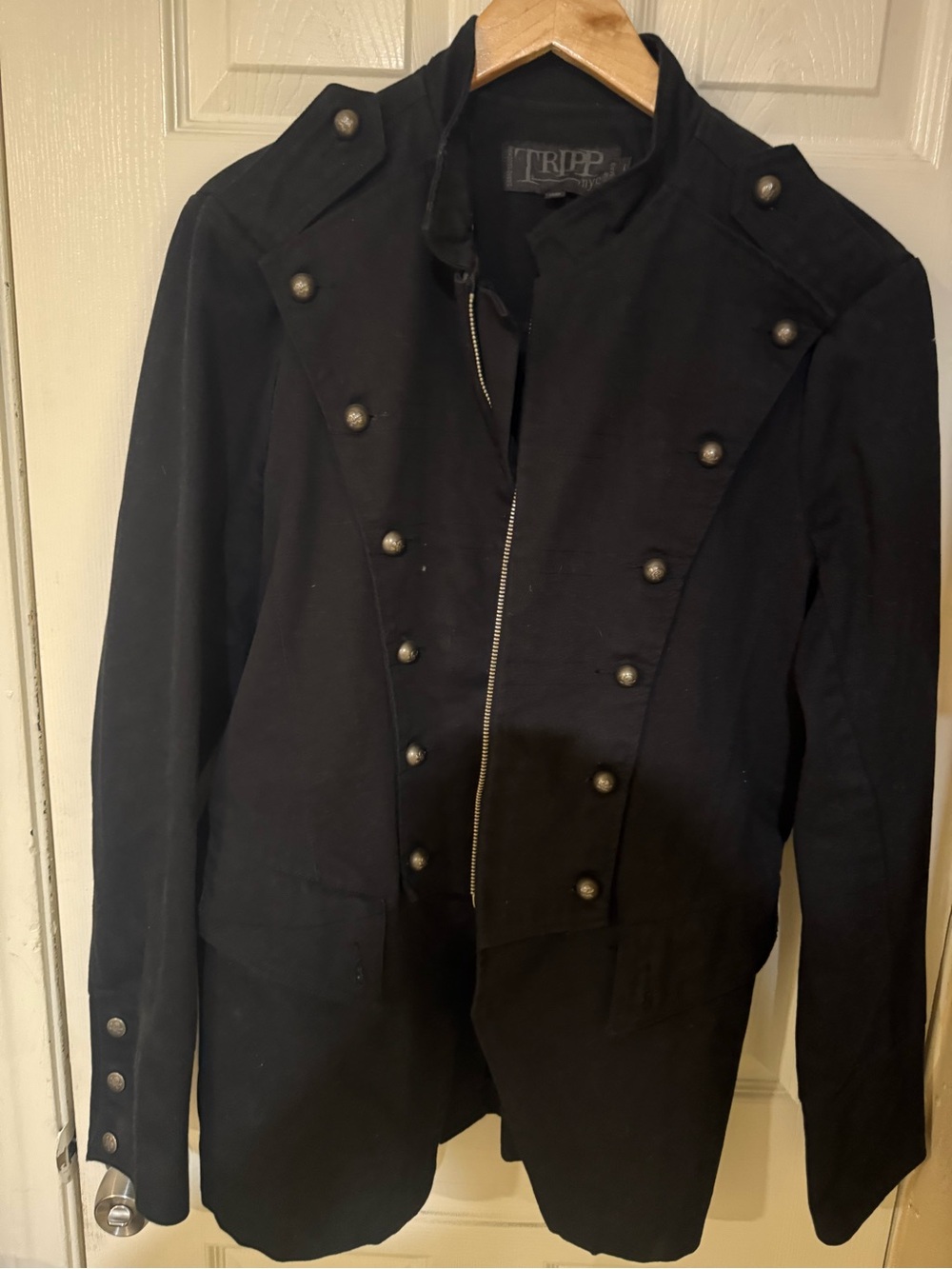 Tripp NYC Black Military Field Jacket with Decorative Buttons gothic